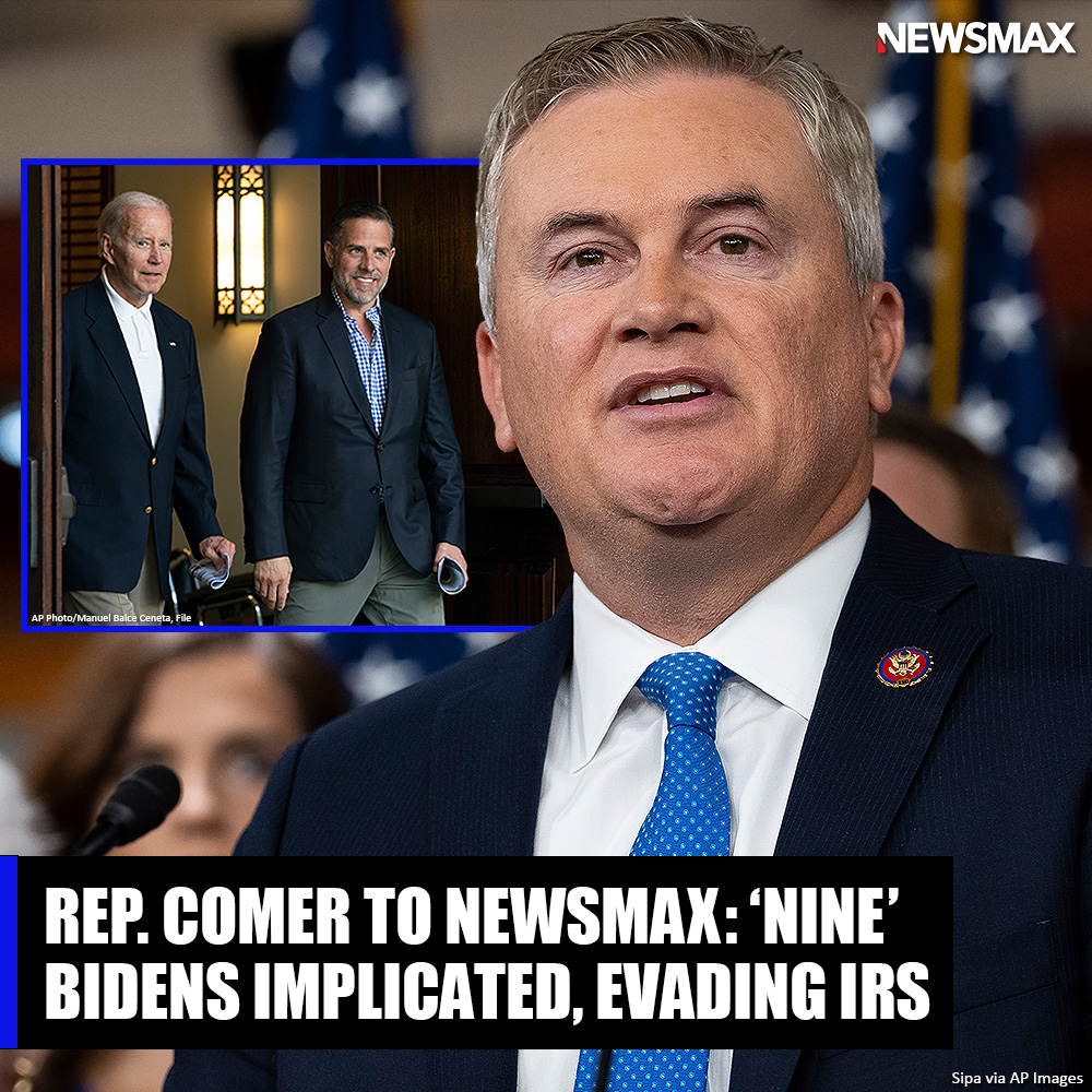 NEWSMAX's tweet photo. Kentucky Rep. James Comer told NEWSMAX that his committee's revelatory investigation now pins nine members of the Biden family connected to influence peddling. https://t.co/hldHXTvnWt https://t.co/IOtaGgoNCG