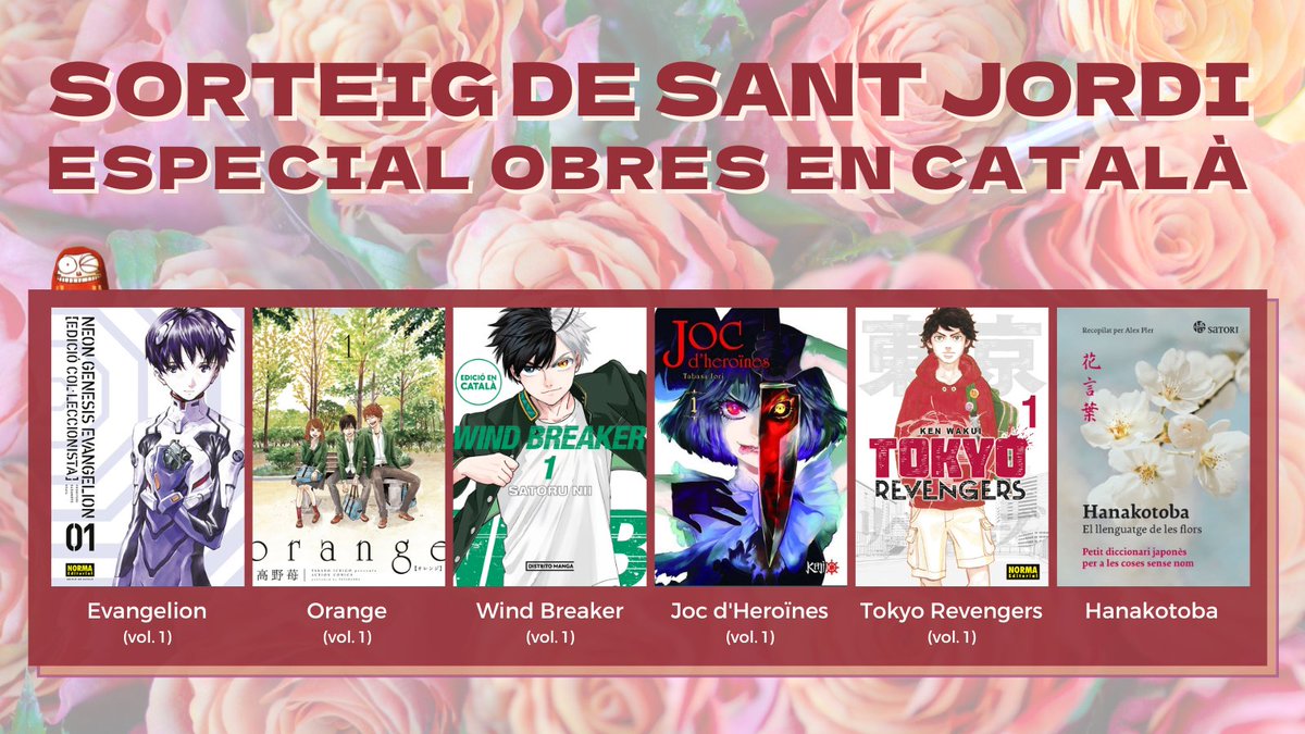 EspaiDarumaCat's tweet photo. 🌹SORTEIG DE SANT JORDI🌹

Per celebrar que hem arribat i que diumenge és un dia especial, sortegem aquest magnífic lot de 6 lectures en català!

Vols participar?
⏩ Segueix a @EspaiDarumaCat
🔄 Fes retuit a aquesta piulada
⤵️Comenta quin manga t'agradaria veure editat en català https://t.co/PCOJ3SGvq3