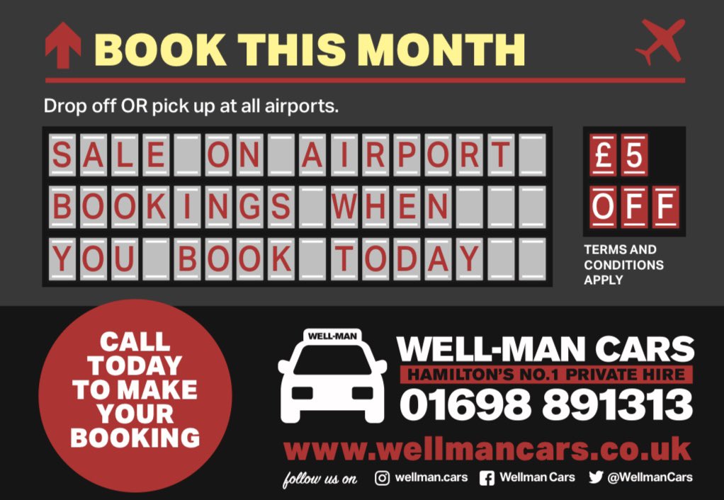 We are breaking records 🙌🚖🙌🚖🙌🚖🙌🚖🙌. Over 700 airport hires so far this month !!!!
Our customers are receiving a great service with a discounted price and our drivers are loving the extra airports.
£5.00 off all airports is still running.