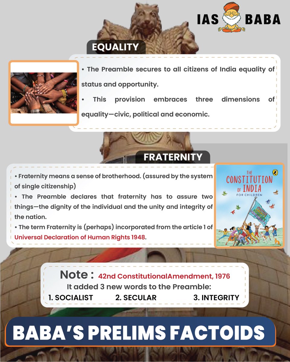 iasbaba123's tweet photo. Let's Revise the Preamble of the Constitution &amp;  its key terms!

#upsc #upsccse #upscexam #upscaspirants #upscprelims #prelimspreparation #ias #ips #iasofficer #upscias #upscnotes #polity #polityrevision #indianpolity #preamble #constitution #india #iasbaba
[2/2] https://t.co/tqDJafeuXN