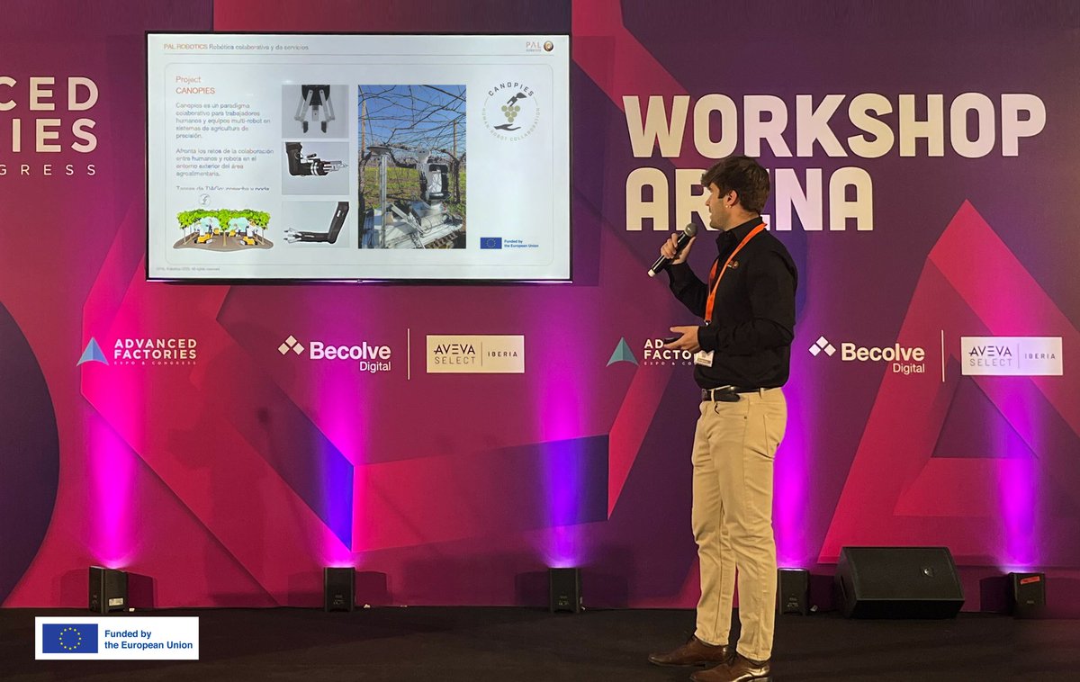 PALRobotics's tweet photo. At @AdvanFactories our team had the opportunity to showcase our mobile manipulator robot #TIAGo. The #robot is part of @CanopiesProject to develop a working robotic platform for vineyards harvesting and pruning in precision agriculture.
Read more: https://t.co/pToQyLiQBk https://t.co/U6HBDKZHz0