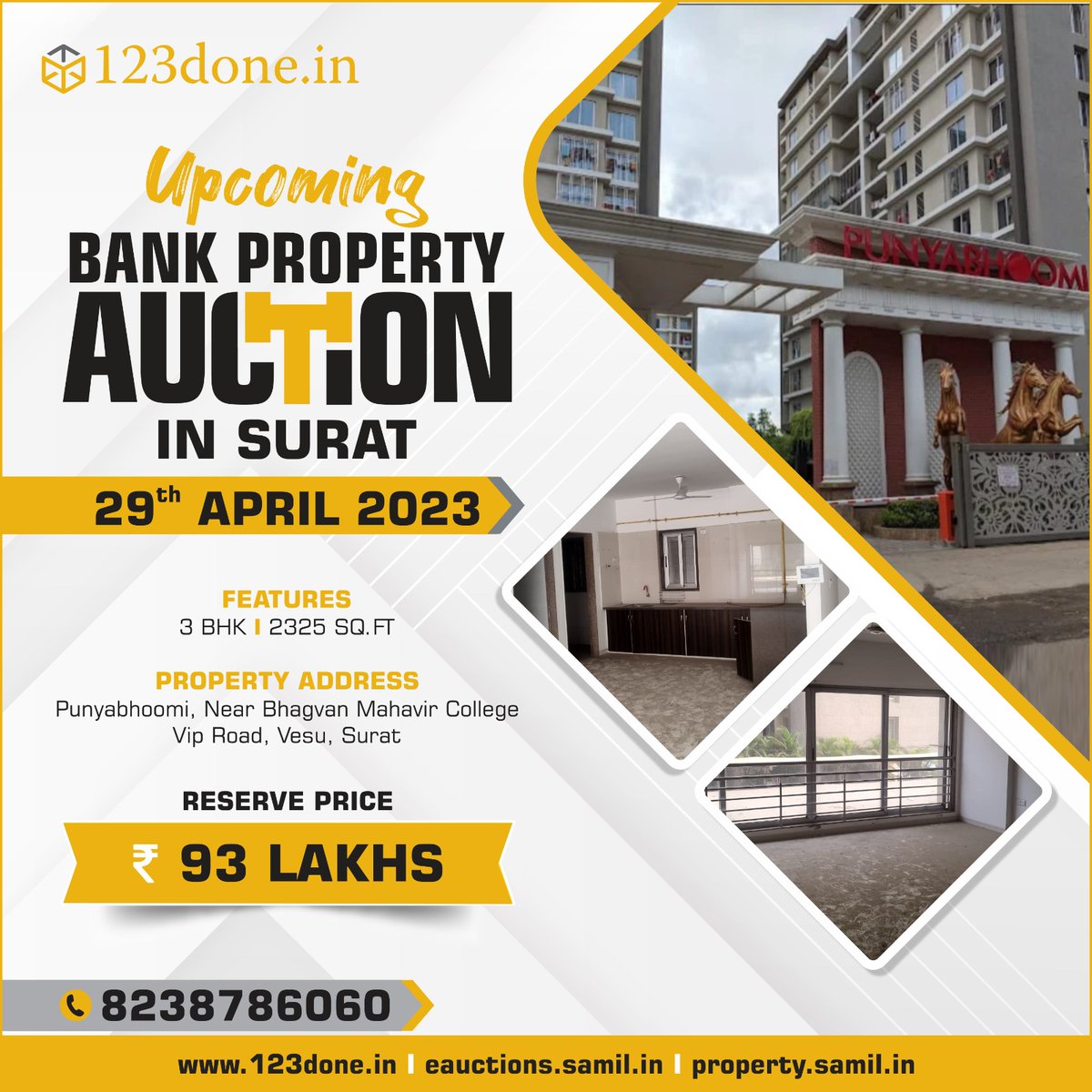 Check out the Upcoming Bank Property Auction in Surat on 29th April 2023.
For more details, contact us now.

Enquire Now: bit.ly/3KvRqW5

#PropertyAuctions #RealEstate #Pune #123done #PhysicalAuction #Samil #ShriramAutomall #ProudSamilian