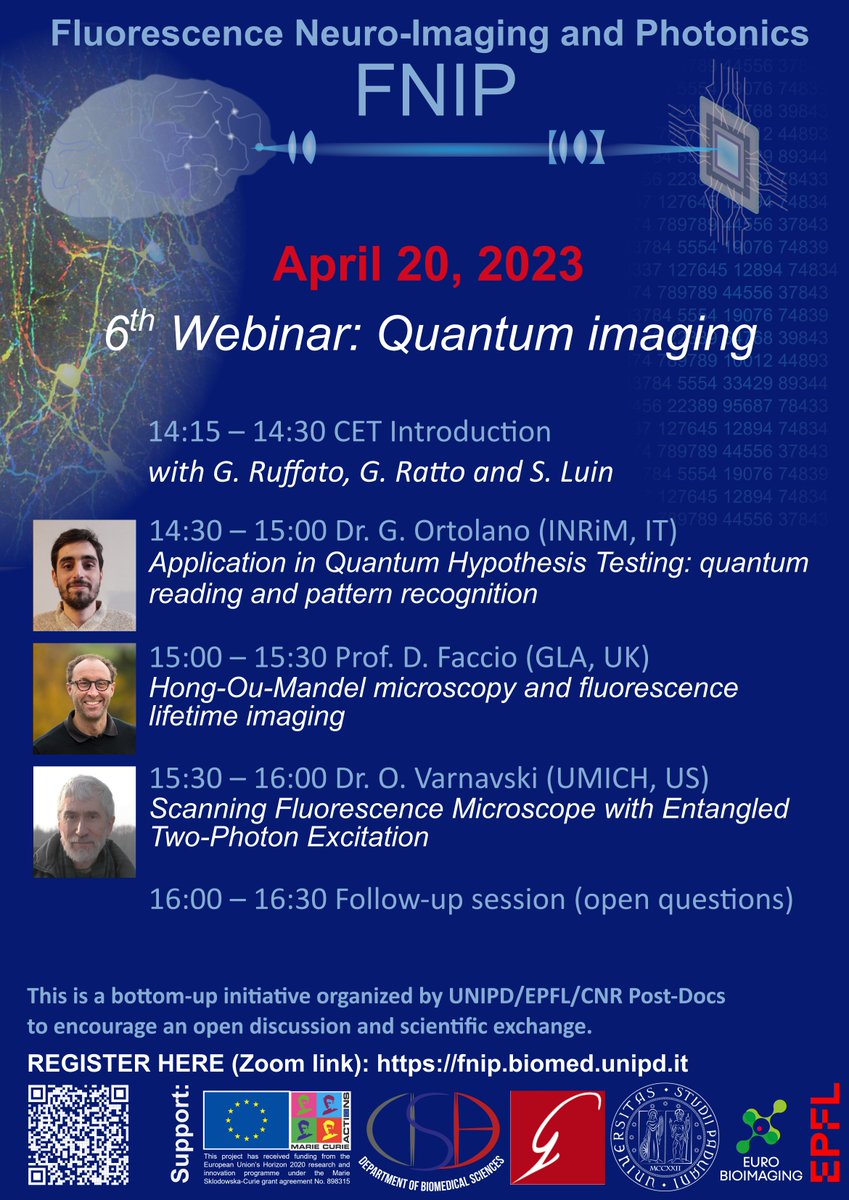 You are wecome to join us at the webinar tomorrow!
#Quantum #imaging: from quantum illumination to quantum reading

Tomorrow on-line!
Link to register: fnip.biomed.unipd.it/event/6th-fnip…