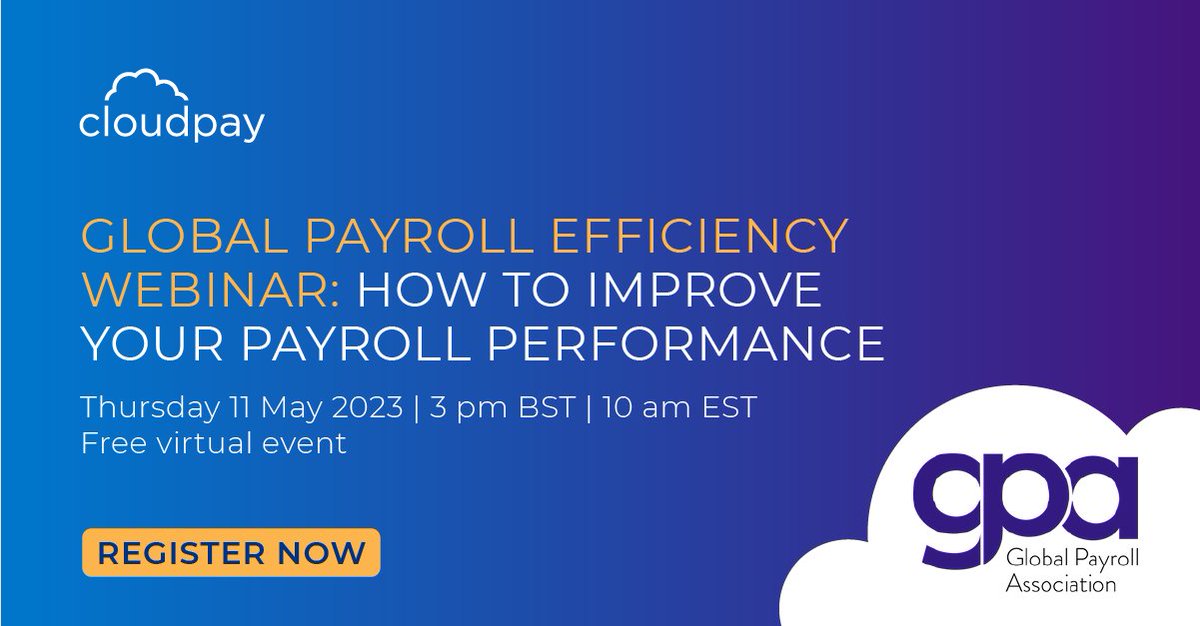 payroll_jon's tweet photo. Join us and the GPA for an exclusive first look at CloudPay's Payroll Efficiency Index 2023, analysing payroll efficiency on a global, regional, and country level, against five payroll processing KPIs
https://t.co/wkOJnh7YL9

@GlobalPayAssoc https://t.co/yKoi5TXCCp