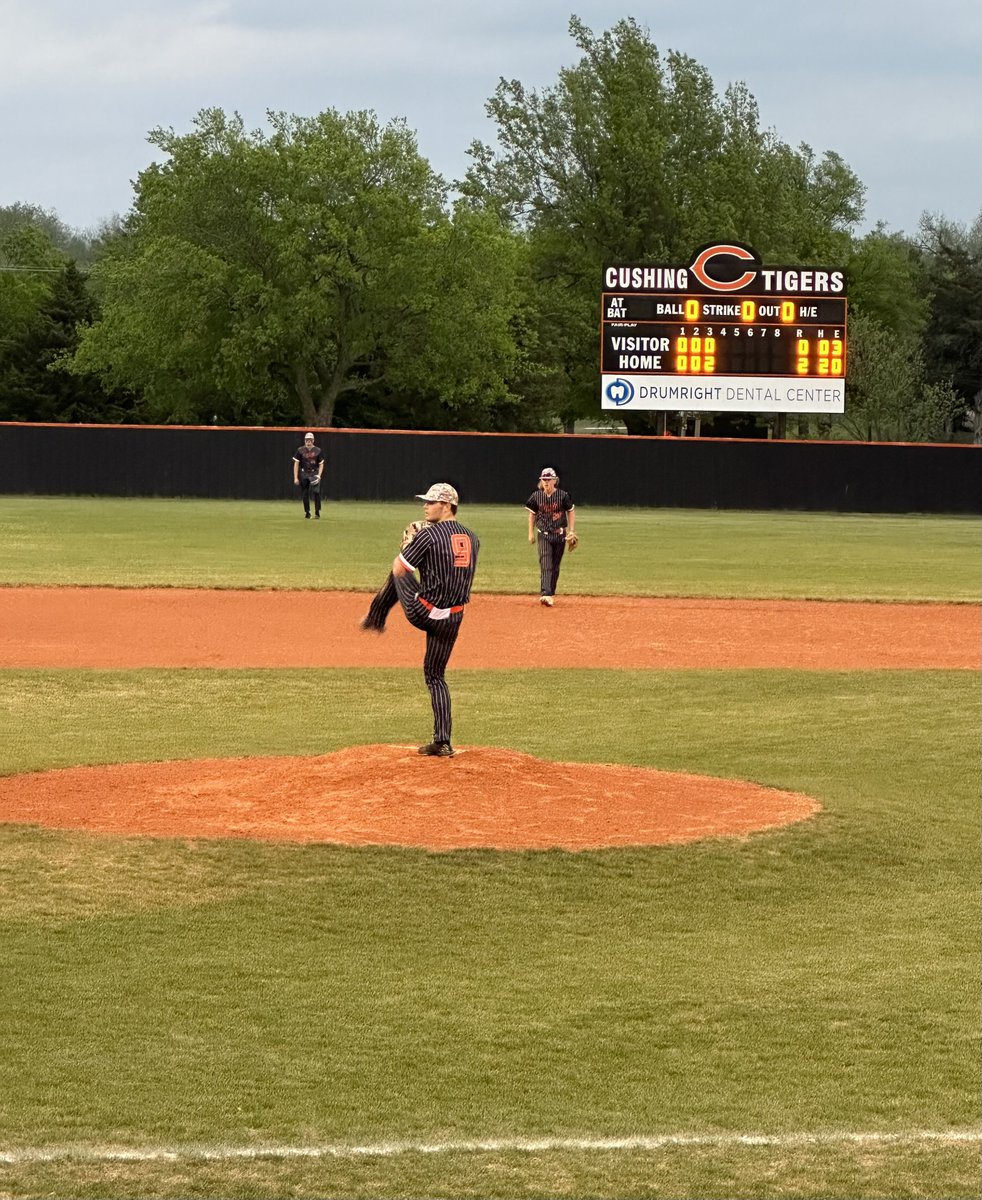 BaseballCushing's tweet photo. Tigers complete the district game series with Bristow winning 5-2.  Shout out to Jake Horn for pitching a heck of a game and the rest of the Tigers for getting it done offensively. The Tigers are now 21-0 on the season and will host Regionals. @jakehornjr @Okladrillers https://t.co/Ebf1tHviMo