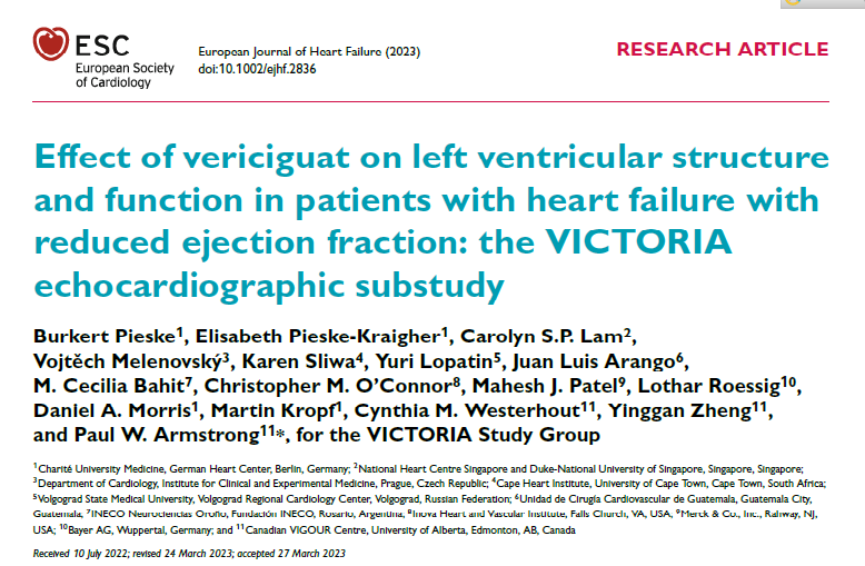 Results of the VICTORIA echocardiographic substudy just published online in Eur J Heart Fail. Many thanks to all investigators who participated in this substudy.
doi.org/10.1002/ejhf.2…