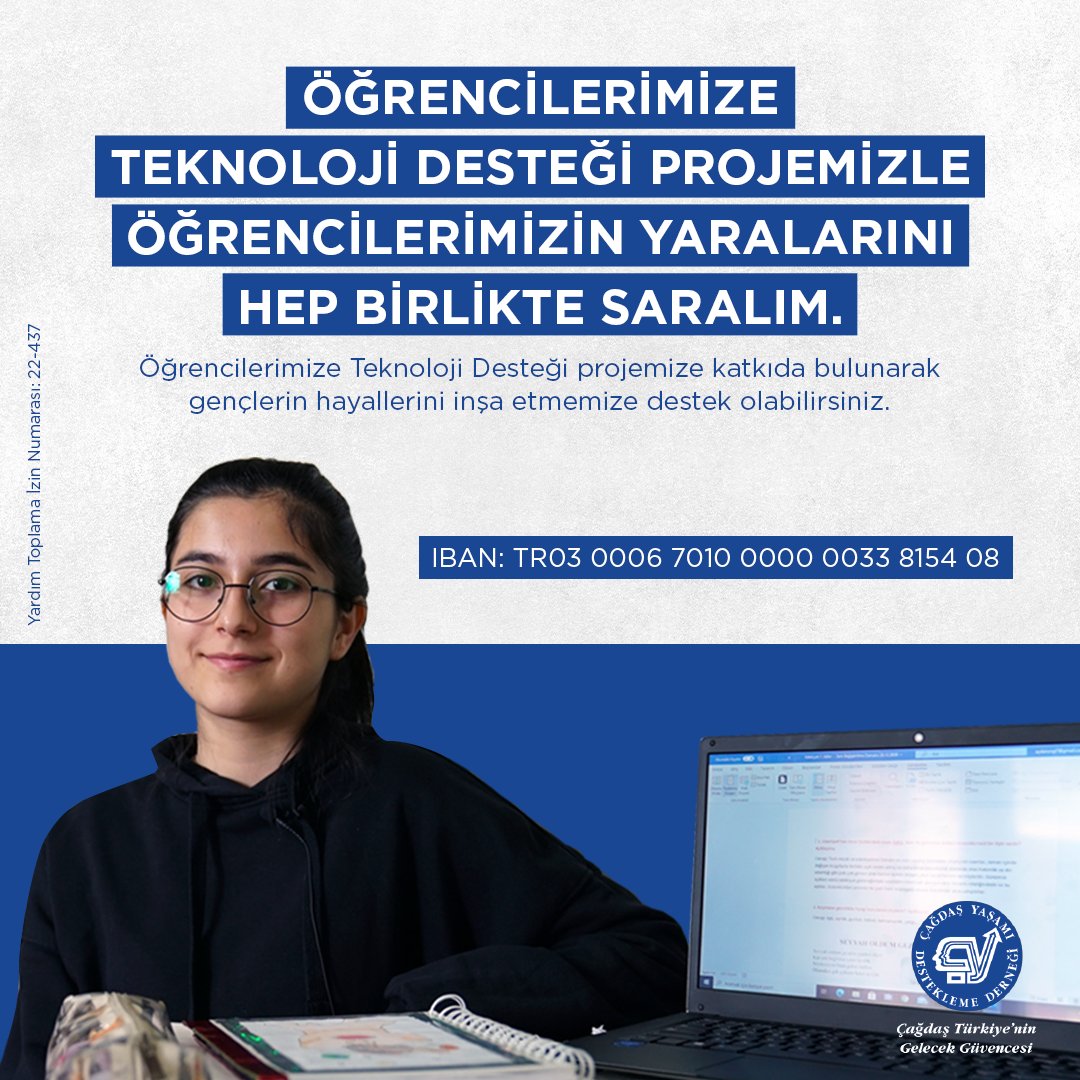 Öğrencilerimize Teknoloji Desteği projesine destek olun, öğrencilerimizin yaralarını eğitimle iyileştirerek geleceğe umut yetiştirelim!

👉 cydd.org.tr/haber/ogrencil…

#ÇağdaşYaşamıDesteklemeDerneği
