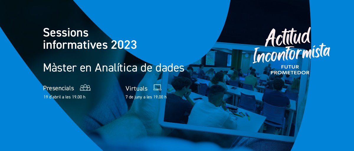 UdAndorra's tweet photo. 💡 Vols conèixer com serà el nou màster d'Analítica de dades de l'@UdAndorra?
T'esperem aquest dimecres a la sessió informativa!
#Analytics #DataScience #DataAnalytics 
Més informació: https://t.co/9MfLWHnwI0 https://t.co/7tFJa5KmQA
