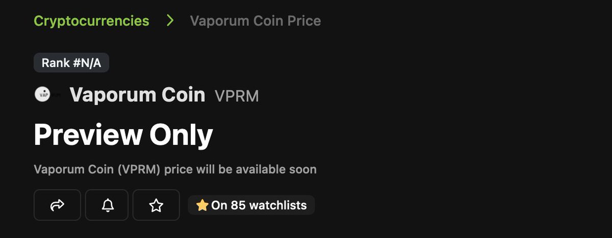 T4btc's tweet photo. $VPRM 👀
85 Watchlists on #CoinGecko
#VPRM #privacy #x100Gem https://t.co/xznJ2JzPMc