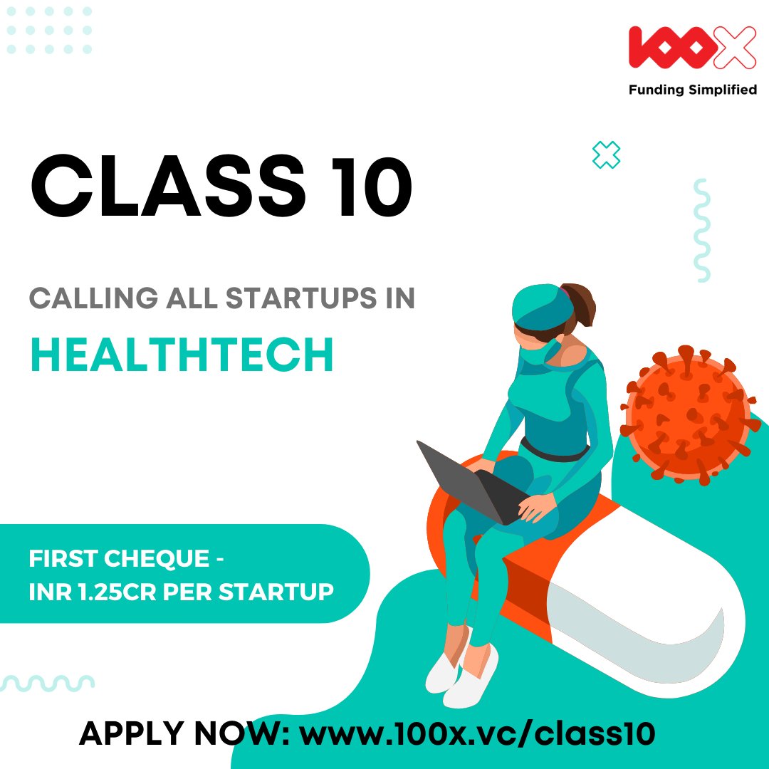 100X_VC's tweet photo. At https://t.co/2CbAGko5NJ we are looking for innovative solutions in the Healthtech space and help them in their 0 to 1 journey.
If you have a moonshot idea, apply now to Class 10 at https://t.co/i0ttopw8Qk
#FundingSimplified #iSAFENotes #startups #venturecapital #HealthTech https://t.co/pj9NqJYTy9