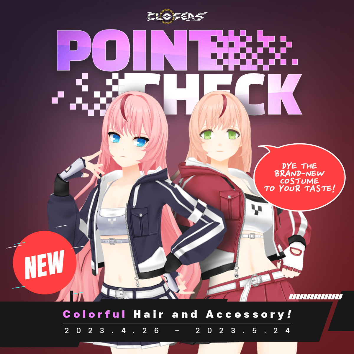 ClosersGame's tweet photo. It's never a bad time to look on point!

Featuring our new dyeable Point Check costume available for all this April 26.

Take a peek: https://t.co/reee0GbREn

#CostumeAdded #PointCheck #closers #ClosersOnline #naddic https://t.co/sRjb9gIBgy