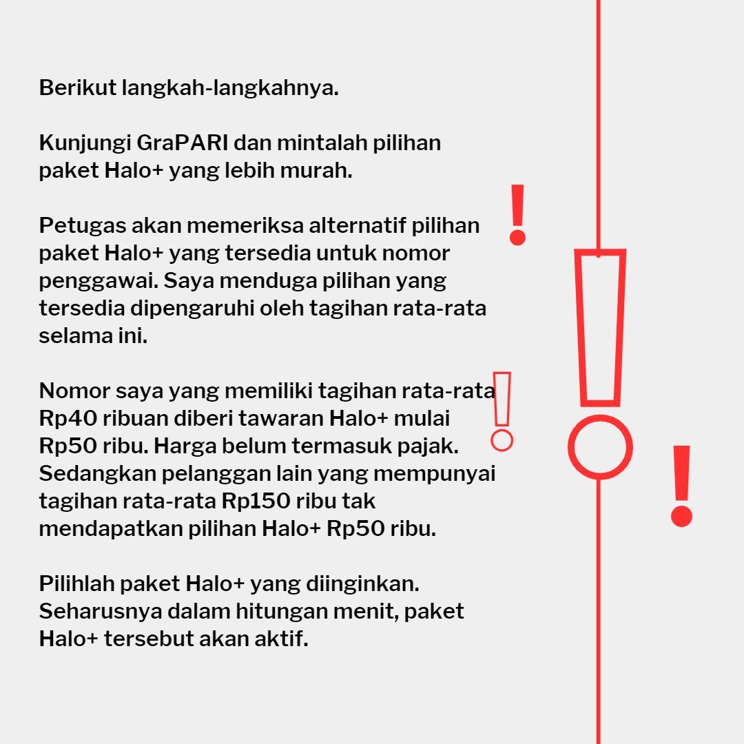 herrysw's tweet photo. Telkomsel memaksa pelanggan Telkomsel Halo (dulu kartuHalo) migrasi ke Halo+.

Posisi pelanggan harus diakui lemah. Yang bisa dilakukan hanya mencari paket Halo+ termurah berdasarkan tagihan rata-rata dan--jika bisa--bertahap menceraikan Telkomsel.

Berikut tip dari saya. https://t.co/LvnGma9MuF