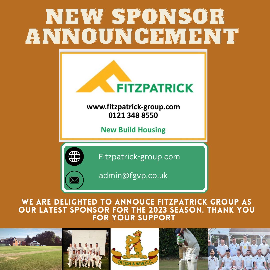 oltonwwcricket's tweet image. 🚨 New Sponsor Announcement 🚨 

We are delighted to announce Fitzpatrick as our latest sponsor for the 2023 season 

#owwcc #olton #sponsor #fitzpatrick