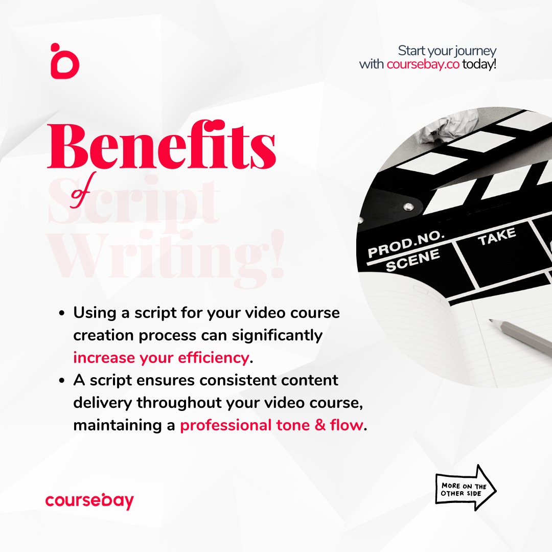 coursebay's tweet photo. Say goodbye to endless re-takes and engage your audience like never before! 📝💪
Click the link in our bio to join the https://t.co/pxZFa7PL8R community for free today!
#businessowner #script #visitusatcoursebayco
#CourseCreation #videoscriptwriting #writer #scriptwriter https://t.co/vyqsOuNJvK