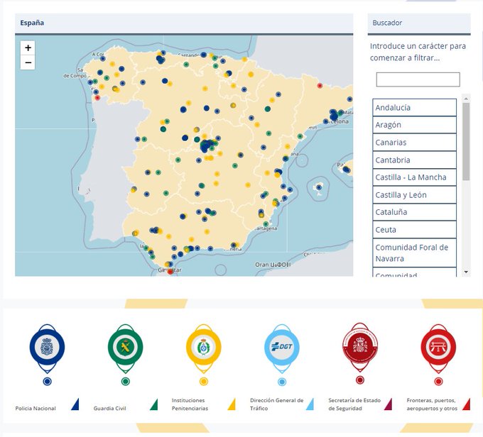 TLGOIIPP's tweet photo. #RT @IIPPGob: RT @interiorgob: ⁉️ ¿Qué inversiones están en marcha desde @interiorgob en @policia, @guardiacivil, @IIPPGob, @DGTes y Secretaría de Seguridad?

👉 Info sobre su ubicación, cuantía y estado de ejecución

👉 Consultas desde el mapa interac… https://t.co/n4pYS3v6w8