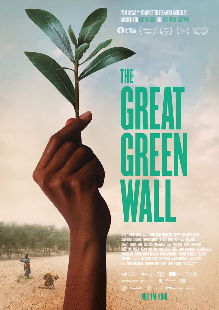 #CinéVert
💡🎦#TheGreatGreenWall un film sur le projet ambitieux de faire pousser un mur d'arbres de 8000 km s'étendant du Sénégal à l'Ethiopie pour lutter contre la désertification progressive de la région due aux changements climatiques. Réalisation: Jared P. Scott