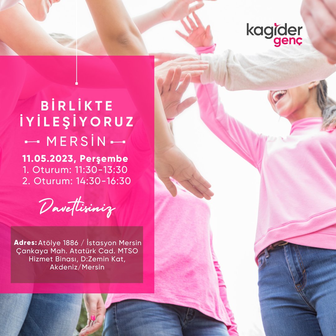 genckagider's tweet photo. Mersin’de, genç kadınlarla ‘’Birlikte İyileşiyoruz’’ temalı çalışmada bir araya geliyoruz. 
 
11 Mayıs Salı günü gerçekleşecek çalışmaya 18-30 yaş arasındaki tüm genç kadınlar davetlidir.
 
Çalışmaya katılmak için https://t.co/V40bqACGJT

@kagider https://t.co/VsaNkm3r29