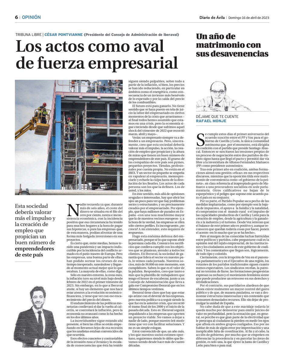 📰 <a href="/cesarpontvianne/">Cesar</a>, presidente de <a href="/IBERAVAL/">IBERAVAL, SGR</a>, repasa la actualidad económica y señala los pilares con los que instalarnos en la senda del crecimiento.

<a href="/GrupoPromecal/">Grupo Promecal</a> <a href="/DiarioPalentino/">Diario Palentino. Palencia</a>  <a href="/diario_de_avila/">Diario de Ávila</a> <a href="/DiadeValladolid/">El Día de Valladolid</a>  <a href="/ElDiaSegovia/">El Día de Segovia</a> <a href="/ElDiaDeSoria/">El Día de Soria</a>