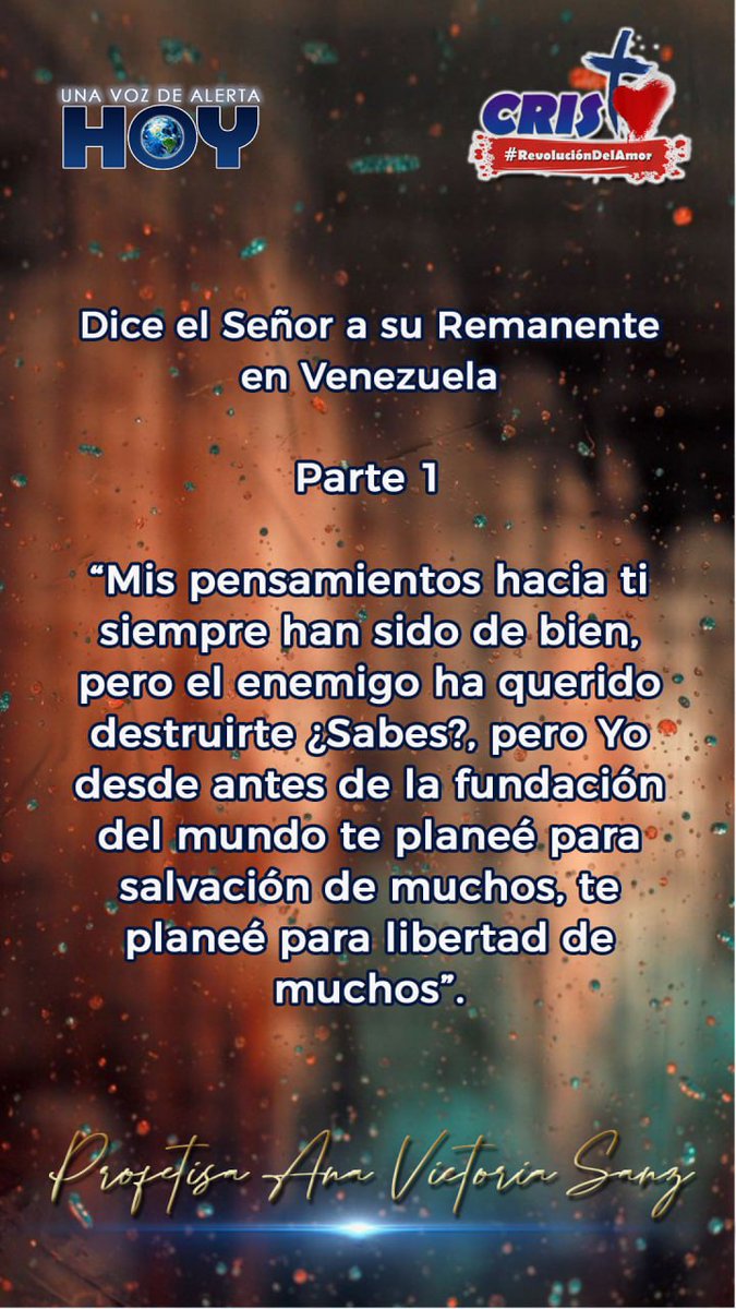 nitzarodrigue11's tweet photo. Recordemos que los # serían

#19abr
#GritoDeLibertadACristo
#RevoluciónDelAmor
#profecíasdeanavictoriasanz https://t.co/6SeplvjeXA