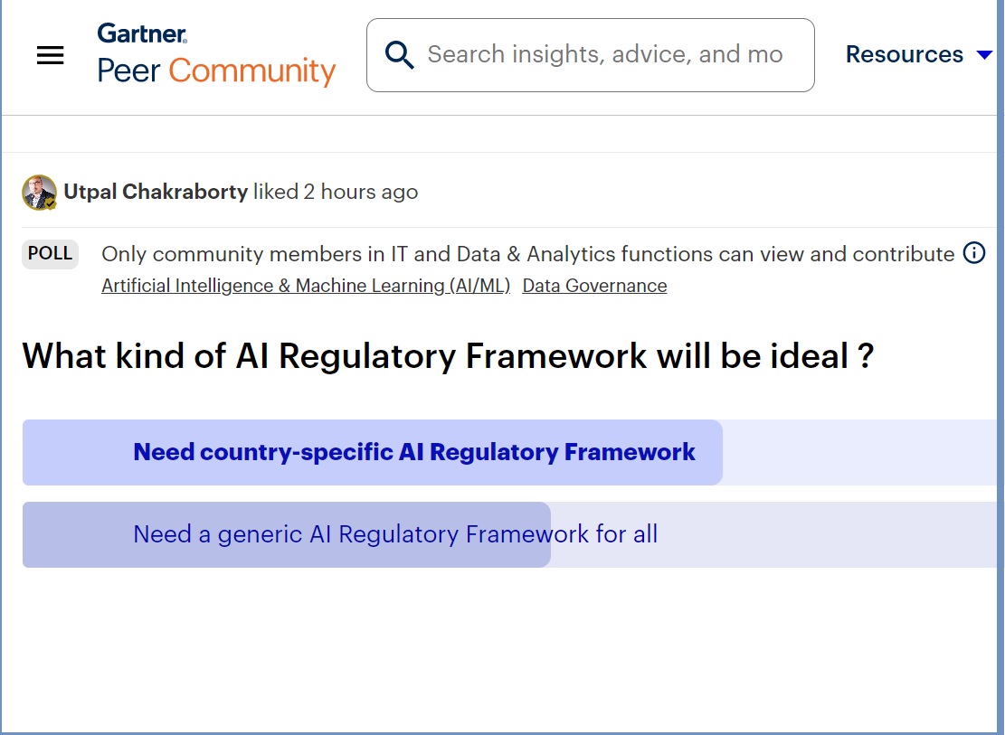 What kind of AI Regulatory Framework will be ideal ?

Join @Gartner_inc  Peer Community & Vote - lnkd.in/dmGvAcAD

#ai #artificialintelligence #airegulation #aiethics #gartner #gartnerpeerinsights #gartnerambassador #UtpalChakraborty