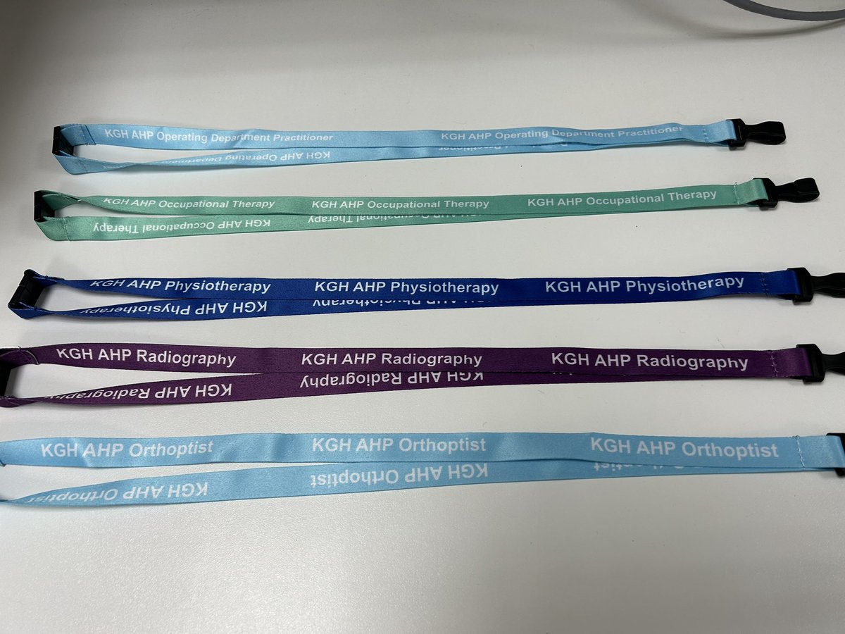 KGHAHPs's tweet photo. Excited to share these lovely things! Coming to your department soon KGH AHP’s. Your own dedicated professional AHP lanyard @KGH_CEO @WillsCM1 @Twinsare7 @TherapiesKGH https://t.co/12L3xCV6n7