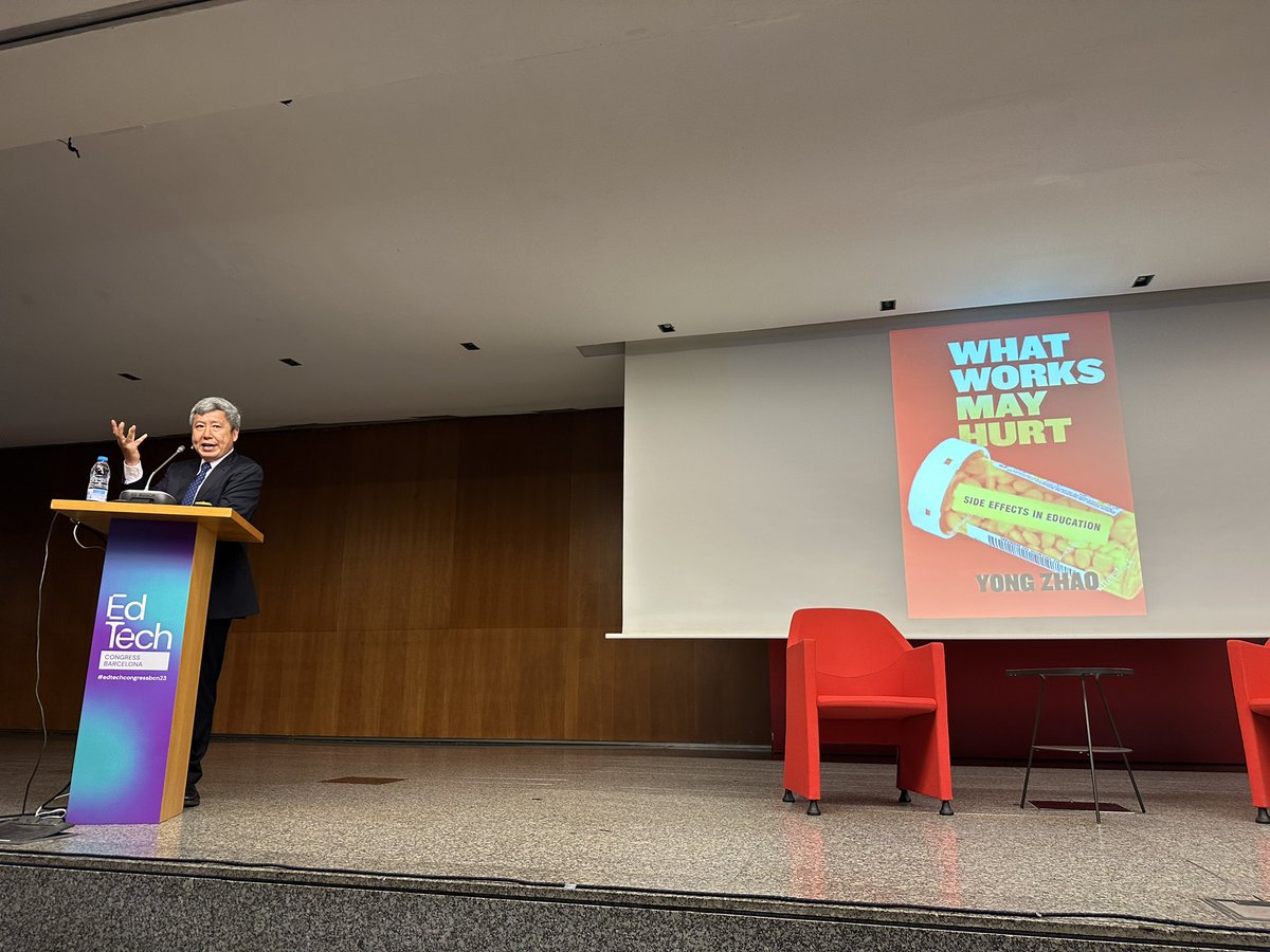 Eixarch's tweet photo. “Creativity cannot be taught but it can’t be killed.” Says @YongZhaoEd at #edtechcongressbcn23 https://t.co/5EduayZFHj
