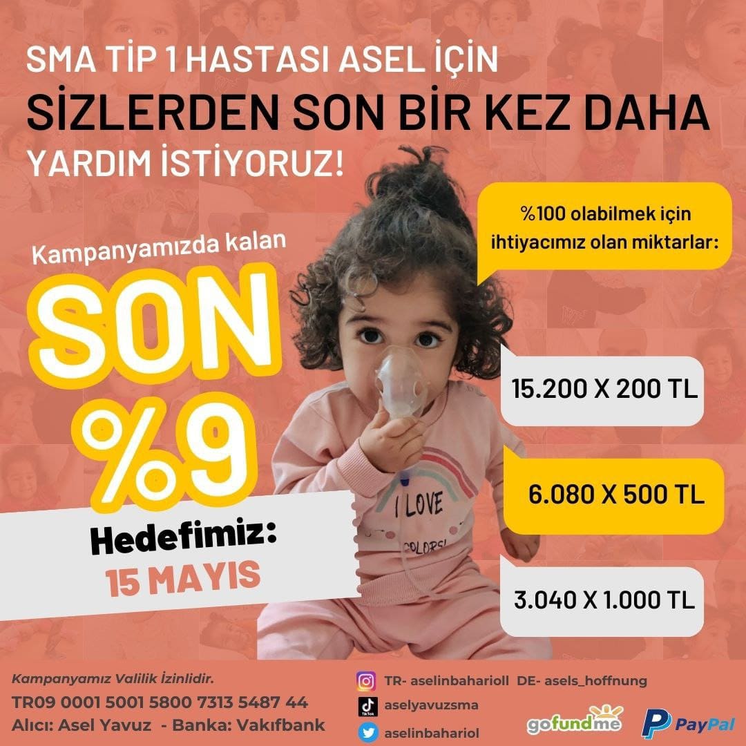 birumutisigim's tweet photo. Asel bu hastalıkla tam 739 gündür mücadele ediyor! SADECE 3.040 KİŞİ ÇEVRESİNDEN 1.000 TL TOPLARSA ASEL TEDAVİSİNE KAVUŞACAK! 

Sonrasında hep birlikte %100 görselini göreceğiz. Hepimizin evine baharlar gelecek. Hep birlikte uçuracağız şifa balonlarımızı. 🧡 https://t.co/zZhL0hQYLO