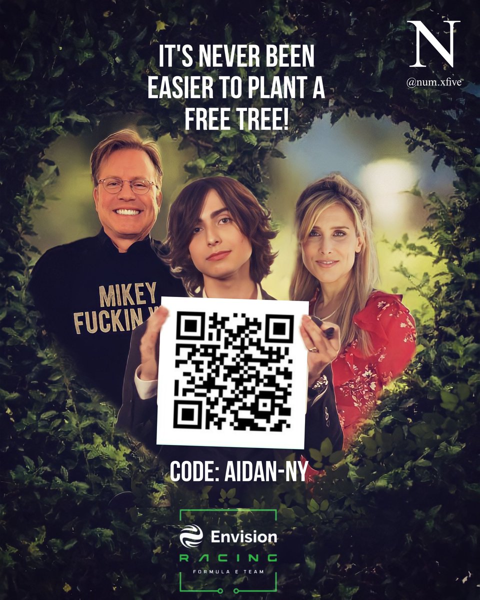 Numxfive's tweet photo. It's never been easier to plant a tree for FREE!
What are you waiting for, make your promise!!
@AidanRGallagher 
@Envision_Racing 
#aidangallagher
#treeswithaidan https://t.co/e4nak4z9o5