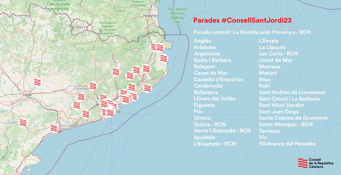 ConsellRep's tweet photo. 🔴 Celebra #SantJordi2023 amb el Consell! 

📍A Barcelona (Rambla de Catalunya amb Provença) i a 34 parades més arreu del Principat organitzades pels Consells Locals!

📍Consulta el teu punt més proper:

#PreparemNos https://t.co/wkz2WbGA0b