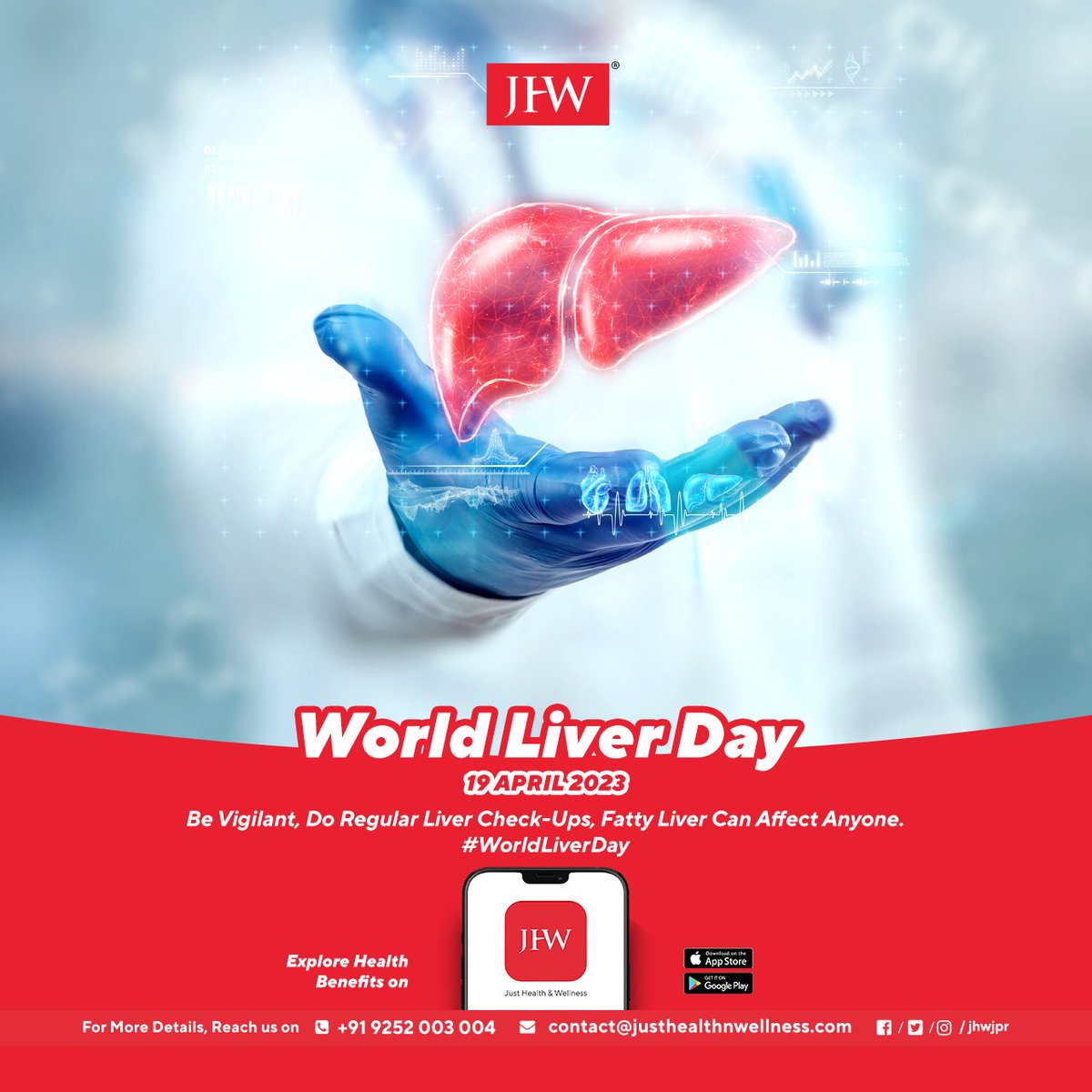 jhwjpr's tweet photo. Be Vigilant, Do Regular Liver Check-Up, Fatty Liver Can Affect Anyone. #WorldLiverDay
Explore exciting Health #Benefits on #JHWApp. #DownloadNow!
https://t.co/pHJlSgpYtI
#ExploreHealthDifferently #healthnwellness #justhealthnwellness #healthiswealth #healthconsultation https://t.co/TKKntJrHHp