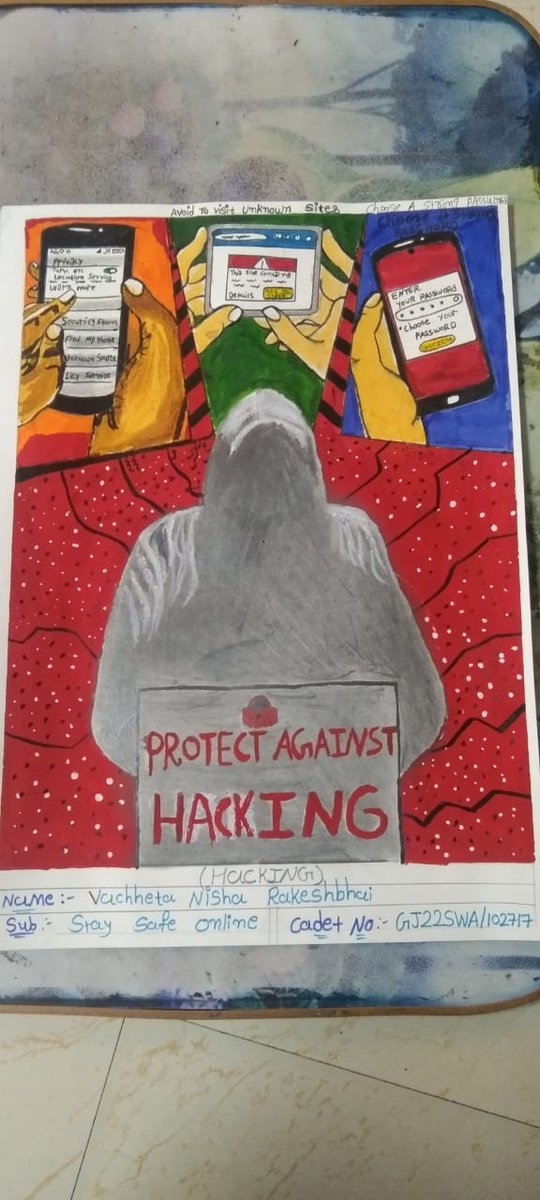 UshaBha63100994's tweet photo. Jai hind G20 Ministry of Electronics and Information technology is running a campaign "Stay Safe Online" Through which Cadet Nisha participated and make Poster for Awareness
@HQ_DG_NCC
@DefencePRO_Guj
@ArvindKapoorTYG
@NCC_Dte_Gujarat
@NCCPOWEROFYOUTH
@PMOIndia
@GovernorofGuj https://t.co/yIYCTcHsjA
