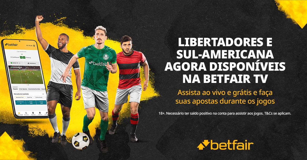 Betfair Brasil on X: Agora já pode assistir ao vivo e grátis a todos os  jogos da Libertadores e Sul-Americana na #BetfairTV 🖥⚽️ Com esta  oportunidade, você pode fazer suas apostas enquanto