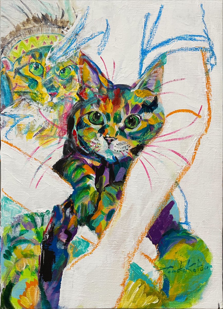 絵画【壁掛け】猫の絵(加藤智子) 額付き 絵画【壁掛け】猫の絵(加藤智子) 額付き - メルカリ