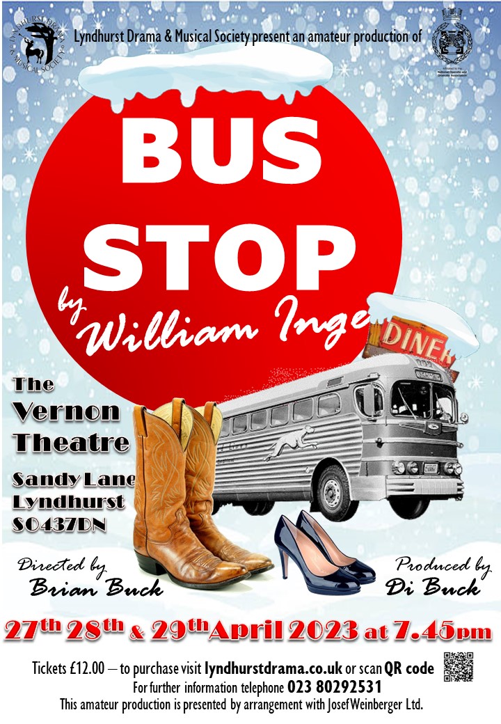 It is March 1955. Eight people are brought together when a bus is delayed at a bus stop diner. While road crews work through the night to clear the snow, the passengers and locals discover the true meaning of love and loneliness.
Get your tickets now! ticketsource.co.uk/lyndhurst-dram…