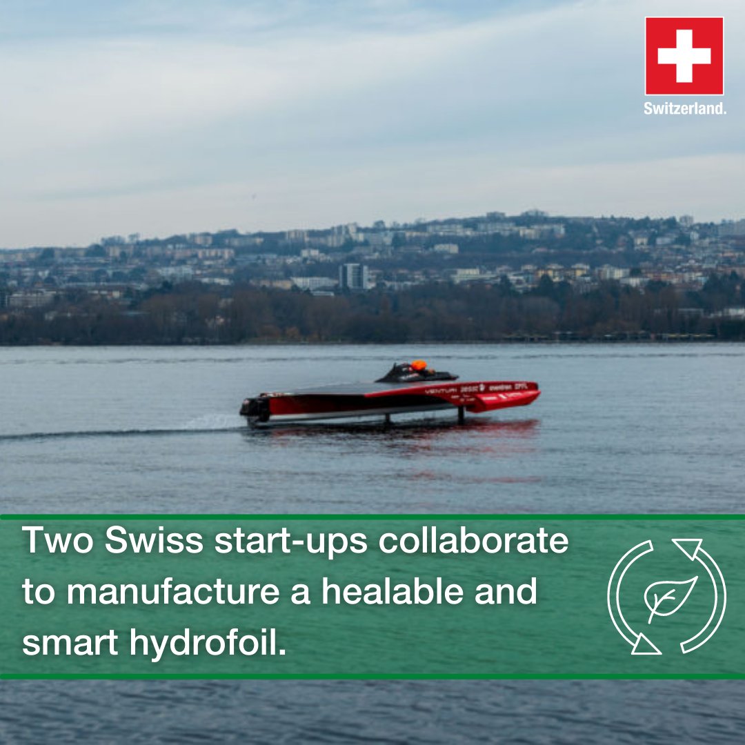 AbtSwitzerland's tweet photo. #Swiss start-ups @CompPairTech and #ZESST have combined their two cutting-edge technologies to create a #healable #connected hydrofoil enabling boats to reach the ideal height of immersion when flying. 🇨🇭
#swisstech
Learn more: https://t.co/SPesCgxmw2 https://t.co/7oRAZayaXI