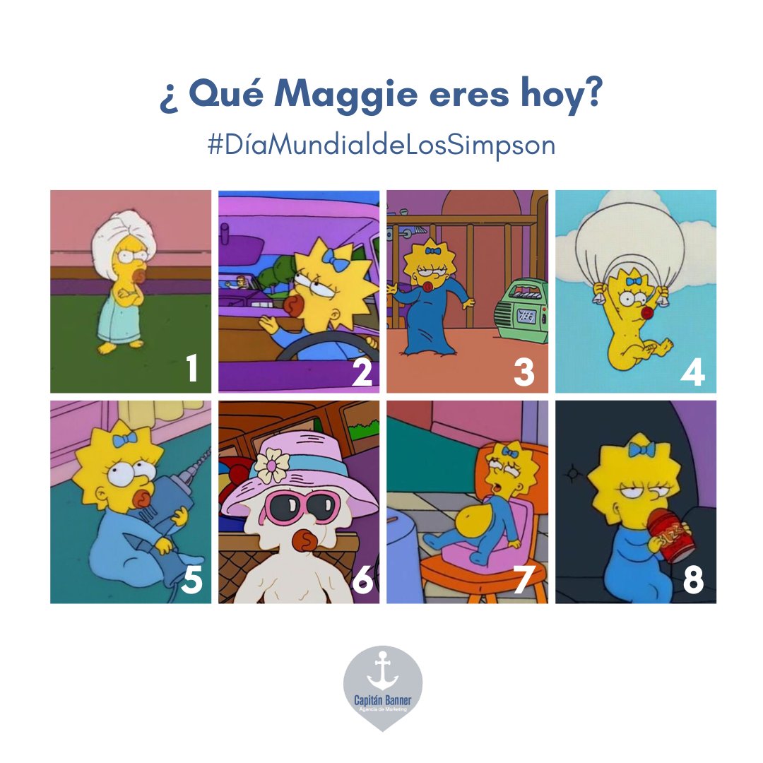 capitanbanner's tweet photo. De camino a la oficina la 2🚗, cuando llega el viernes la 8🍻 y cuando al cliente no pone peros la 4😄. ¿Y tú, grumete?

#DíaMundialdelosSimpsons #marketing #publicidad #creatividad #diseñográfico #socialmedia #Vigo https://t.co/Hna6jpOexC
