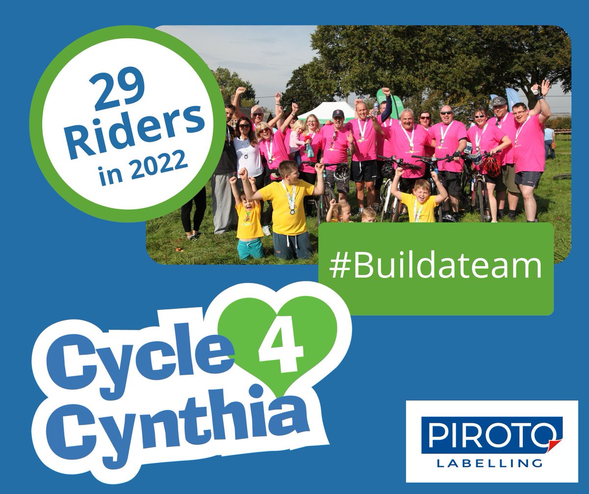 CynthiaSHospice's tweet photo. We are getting ready for Cycle4Cynthia, did you know our headline sponsor had 29 in their cycle team last year?
We are launching a #BuildATeam initiative. How many could you persuade to take part?
@WellandValley @cycle @AnthonyLiot
#BuildATeam #Cycle4Cynthia #HospiceHeroes https://t.co/CyOrvT6wcx