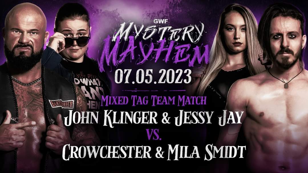 WeAreGWF's tweet photo. Our biggest mixed tag team match yet:

@Lost_Rebel_BB + @Jessy_JadeNEW 
versus
@crowchester + @MilaSmidt 

Who's your pick?

🎟️ https://t.co/DvRWqzvVVF https://t.co/PXxu6eNVuG