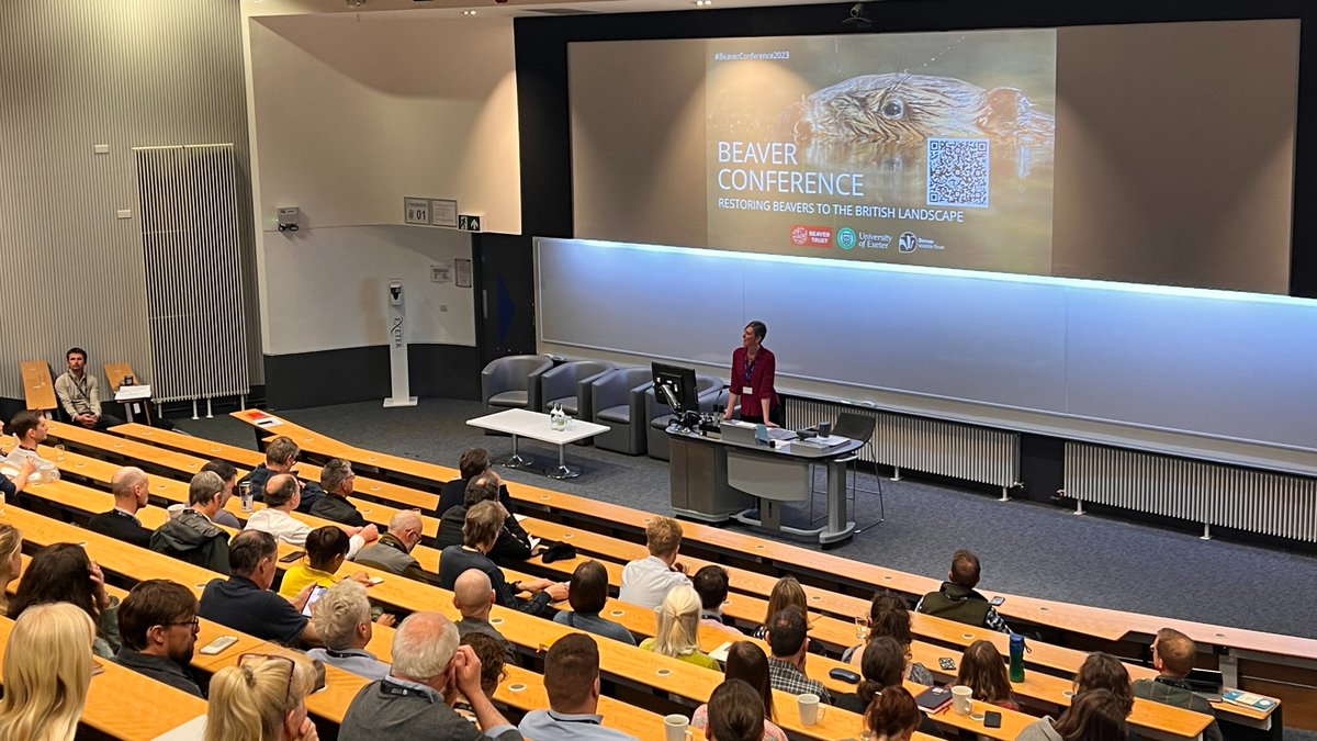 BeaverTrust's tweet photo. Good morning from @UniofExeter Day 2 of #BeaverConference23!
Delegates will attend expert-led workshops - further space to gather & share understanding on research, policy & practitioner experience of #beavers.
Follow @BeaverTrust @ExeterGeography & @DevonWildlife for updates. https://t.co/zRIlXuCjf8