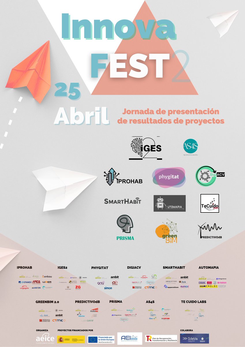 RehabCrolec's tweet photo. 📣 La próxima semana asistiremos a la segunda edición de #InnovaFEST, iniciativa de @ClusterAeice para mostrar el desarrollo de varios proyectos de #innovación y sus resultados prácticos 💡
📍 25 de abril, de 10:00 a 13:00 en la sede de @ideva_agencia (c/ Vega Sicilia, 2) https://t.co/kj4iuTwdrr