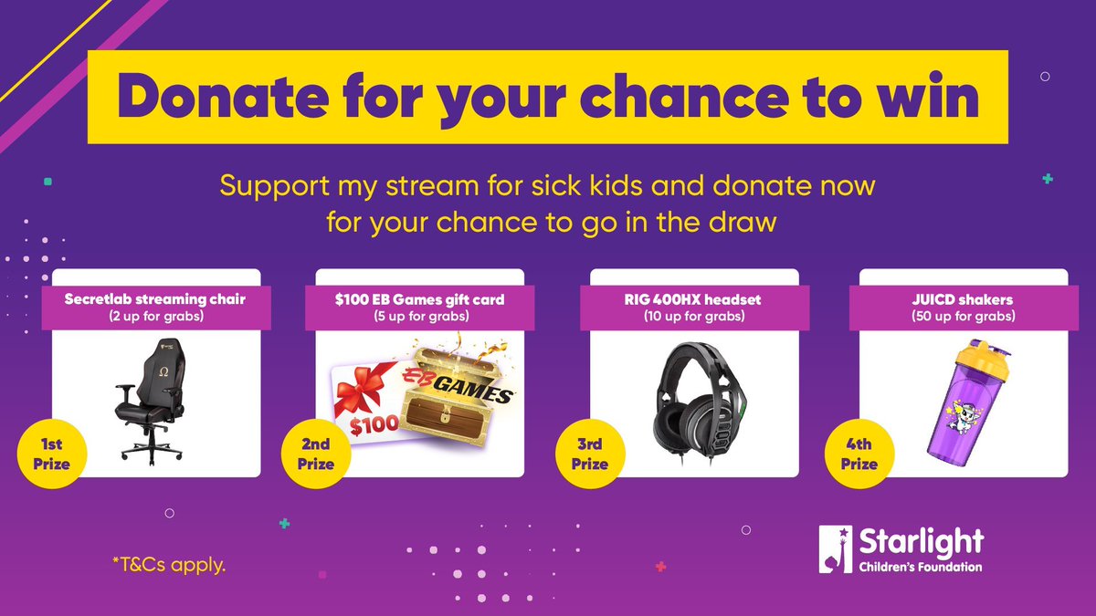 raw_genesis's tweet photo. 🌟LAST CHANCE TO WIN MASSIVE PRIZES🌟

This is my last stream for @Starlight_star #StreamRaiser so it's your last chance to donate &amp; win!

Streaming more GTARP tonight &amp; giving away money in city!

🌟https://t.co/cDxZQRb9Zo🌟 https://t.co/1JwuJlv5Zc