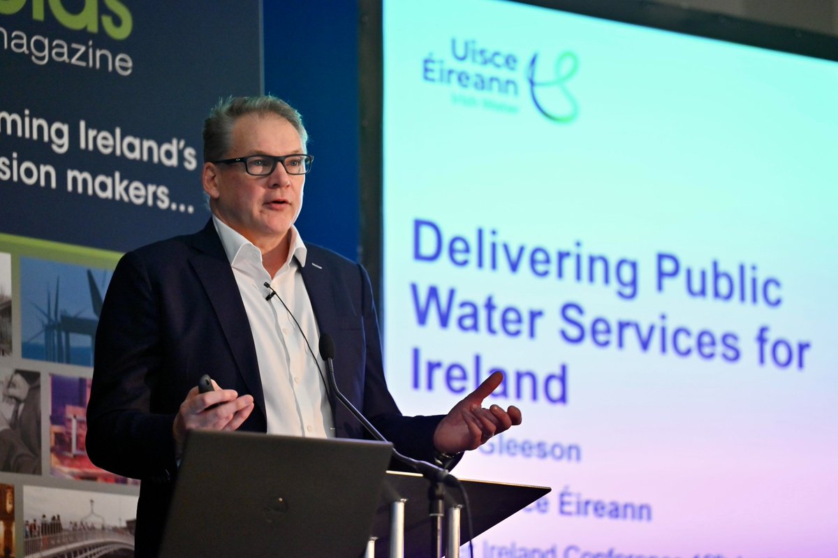 eolasmagazine's tweet photo. "We have made significant progress. We are on track to eliminate raw sewage discharges by 2025; we have saved 214 megalitres a day in leakage; 70 new or upgraded water treatment plants have been delivered since 2014," says Niall Gleeson of @IrishWater #WaterIreland https://t.co/vDwBLxXZYJ