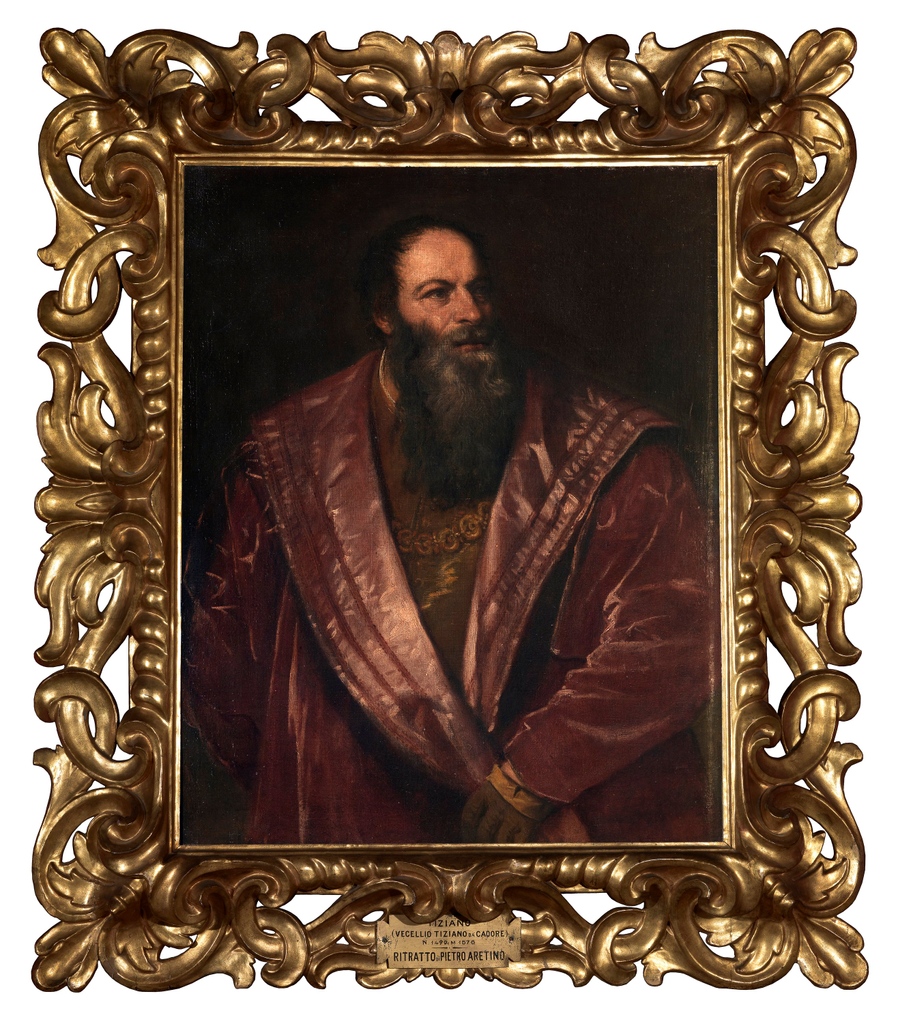 UffiziGalleries's tweet photo. Il #19aprile 1492 nasce Pietro Aretino, colui che Ariosto definì "il flagello dei principi" per la sua penna affilata, a volte sarcastica altre pungente (ma anche raffinata), ammirata e temuta da signori, papi e cortigiani. Fu grande amico di #Tiziano che qui lo ritrasse nel 1545 https://t.co/f2DxDtzWOe