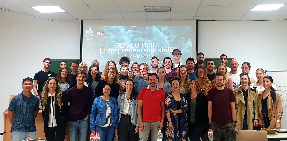 LeiLeonie's tweet photo. Great to teach this bright group of PhD students, from 6 unis of the @SeaEuAlliance including @UMmalta, about creativity, innovation and entrepreneurship - and right in the middle of @WorldCreativity Week too 🧠💡🤩 @univcadiz #SEAEU #SEAEUDOC 
#WCW2023 #WCIWMalta #IAmCreative https://t.co/9QpW85BoSe