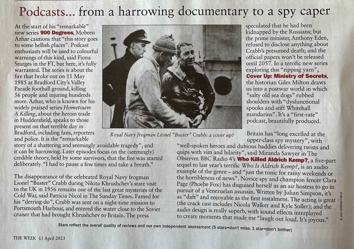 Great review of MINISTRY OF SECRETS podcast in @TheWeek! 'A first-class podcast, beautifully produced' @SomethinElse @SonyPodcasts @SarahRPeters podcasts.apple.com/gb/podcast/cov…