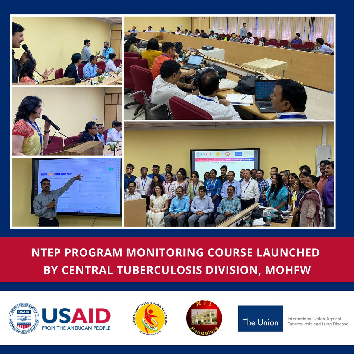 @TbDivision, @MoHFW_INDIA, launched the ‘Course on Monitoring in #NTEP for 'State Program Managers' on April 17, 2023, at #NTI, Bengaluru. The 5⃣-day course will build capacity of #STDCs in program monitoring. @usaid_india supported @TheUnion_USEA led @IdefeatTb. #TbMuktBharat