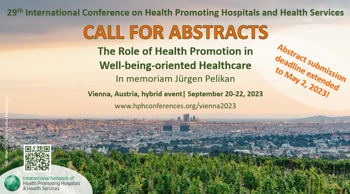 International HPH Network (@hphnetwork) on Twitter photo The call for abstracts for the 29th International HPH Conference in #Vienna #Austria has been extended until May 2nd!
More info here:
lnkd.in/ehZnX_-3
#healthpromotion #healthcare #hph2023 #hph2023vienna The call for abstracts for the 29th International HPH Conference in #Vienna #Austria has been extended until May 2nd!
More info here:
lnkd.in/ehZnX_-3
#healthpromotion #healthcare #hph2023 #hph2023vienna