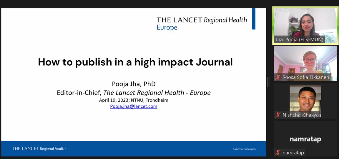 Happy to moderate this @NRSGlobalHealth webinar w @PoojaJha2015 Editor of @LancetRH_Europe for a conversation on publishing in high-impact journals. Lancet is pioneering unique strategies to ensure equitable North-South #globalhealth collaborations, incl. authorship + peer-review