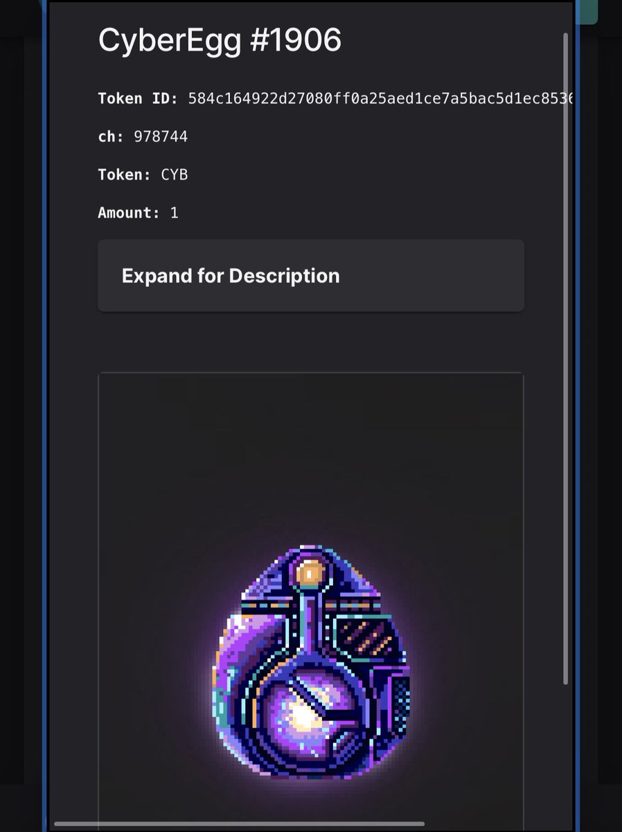 kilver_ron's tweet photo. The first Cyberium Egg that got hatched and it’s a Phoenix! Can’t wait to level up this bad boy! 🦾I have another Cyberium Egg but I will have to wait until the nest update to hatch that one! Very excited! #CyberPets #CyberEggs #Ergo @CyberVerse_io https://t.co/rD6IxQQumj