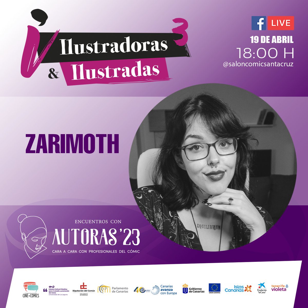 SantaCruzComic's tweet photo. #IyI 👥 Como ya sabes, en menos de dos horas inauguramos la tercera edición de 'Ilustradoras &amp; Ilustradas' y, para celebrarlo por todo lo alto, hoy también tenemos una charla virtual con Zarimoth, artista que participa en la exposición y que forma parte del catálogo colectivo. https://t.co/LCT6DXTTA0